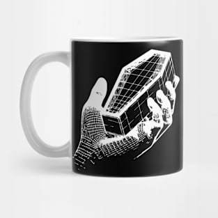 hand holding coffin design Mug